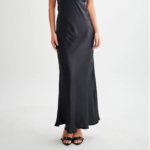 MESHKI new Claire Satin Drape Back Maxi Dress XL - Picture 15 of 15